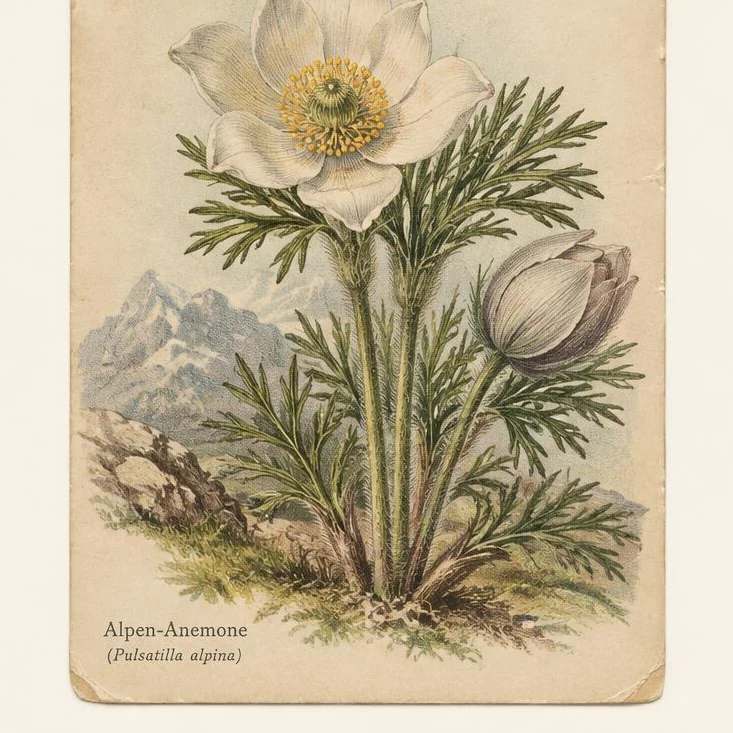 Alpine Anemone Botanical Card