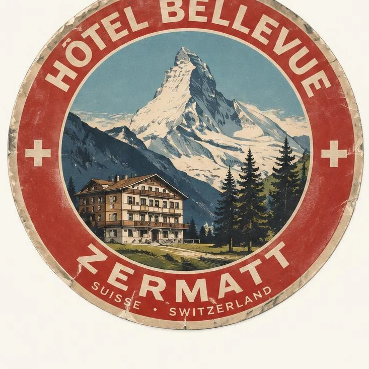Hôtel Bellevue, Zermatt — Luggage Label