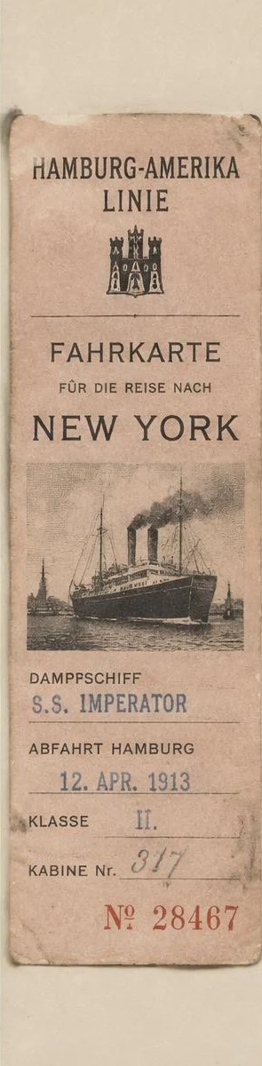 Hamburg–America Steamship Ticket